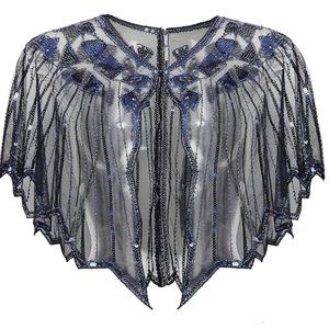 NWT BABEYOND 1920s Shawl Wraps Sequin Beaded Evening Cape Bridal Shawl Bolero